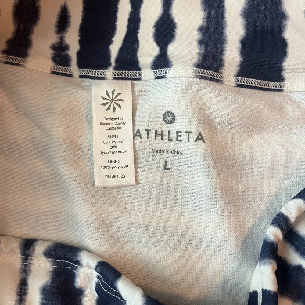 Athleta Wave Break Side Tie Navy & White Bikini Bottom - Size L - Picture 3 of 4